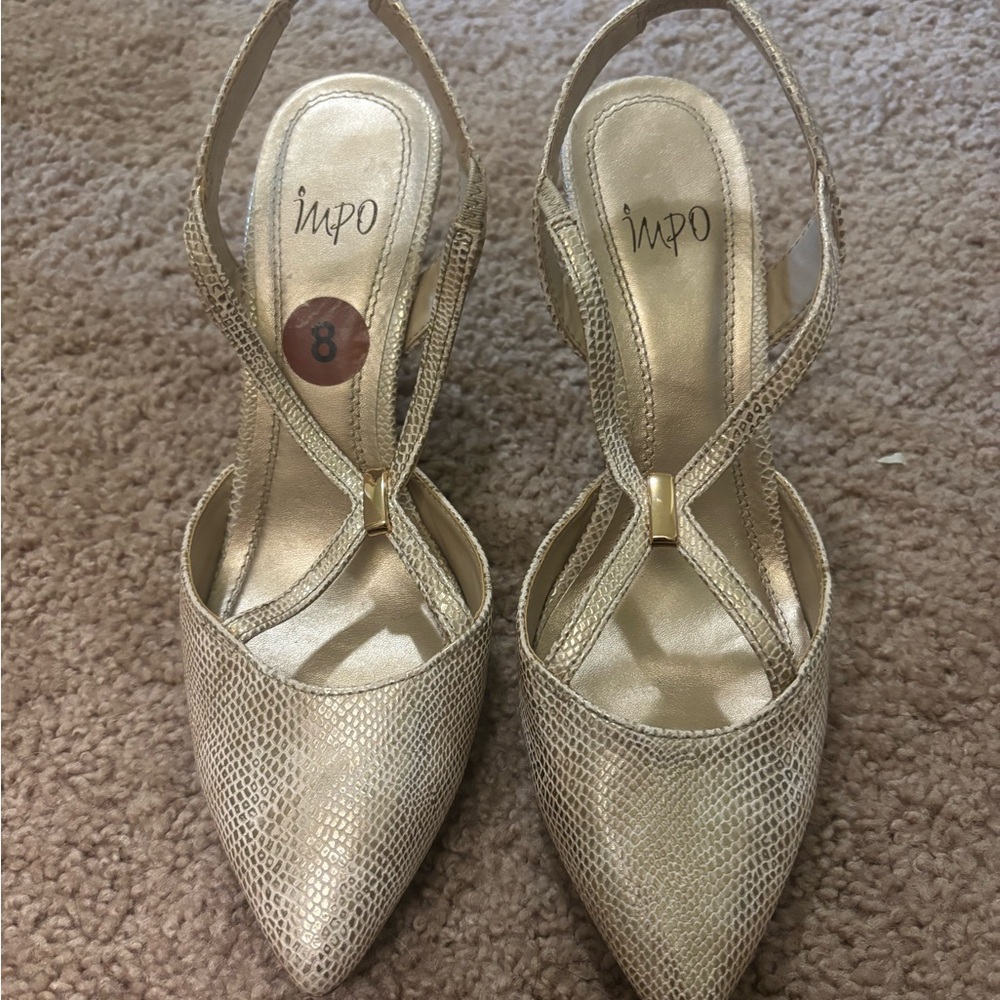 IMPO Gold Women's Slingback Heels